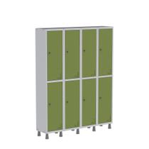 Armário Guarda Volume Locker Roupeiro de Aço 4 Vãos 8 Portas GR304/8 Light Cinza e Verde