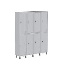 Armário Guarda Volume Locker Roupeiro de Aço 4 Vãos 8 Portas GR304/8 Light Cinza