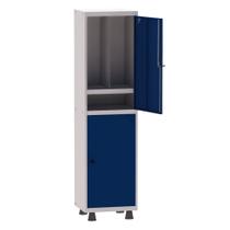 Armário Guarda Volume Locker Roupeiro Insalubre 1 Vão 02 Portas Com Prateleira GRP501/2INSPV Cinza e Azul Del Rey - Pand