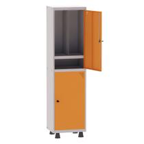Armário Guarda Volume Locker Roupeiro Insalubre 1 Vão 02 Portas Com Prateleira GRP501/2INSPV Cinza e Laranja Picasso - P Armário Guarda Volume Locker Roupeiro Insalubre 1 Vão 02 Portas Com Prateleira GRP501/2INSPV Cinza e Laranja Picasso - P