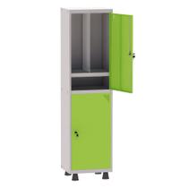 Armário Guarda Volume Locker Roupeiro Insalubre 1 Vão 02 Portas Com Prateleira GRP501/2INSPV Cinza e Verde Miró - Pandin