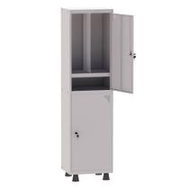 Armário Guarda Volume Locker Roupeiro Insalubre 1 Vão 02 Portas Com Prateleira GRP501/2INSPV Cinza - Pandin