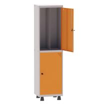 Armário Guarda Volume Locker Roupeiro Insalubre 1 Vãos 02 Portas GRP501/2INS Cinza e Laranja - Pandin