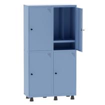 Armário Guarda Volume Locker Roupeiro Insalubre 2 Vãos 04 Portas Com Prateleira GRP502/4INSPV Azul Dali - Pandin Armário Guarda Volume Locker Roupeiro Insalubre 2 Vãos 04 Portas Com Prateleira GRP502/4INSPV Azul Dali - Pandin