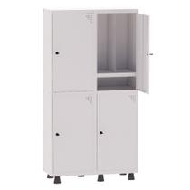 Armário Guarda Volume Locker Roupeiro Insalubre 2 Vãos 04 Portas Com Prateleira GRP502/4INSPV Branco - Pandin