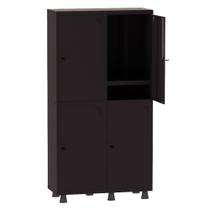 Armário Guarda Volume Locker Roupeiro Insalubre 2 Vãos 04 Portas Com Prateleira GRP502/4INSPV Preto - Pandin