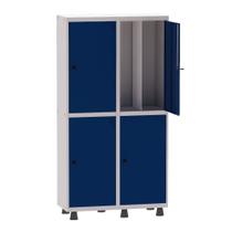 Armário Guarda Volume Locker Roupeiro Insalubre 2 Vãos 04 Portas GRP502/4INS Cinza e Azul Del Rey - Pandin