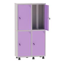 Armário Guarda Volume Locker Roupeiro Insalubre 2 Vãos 04 Portas GRP502/4INS Cinza e Lilás - Pandin Armário Guarda Volume Locker Roupeiro Insalubre 2 Vãos 04 Portas GRP502/4INS Cinza e Lilás - Pandin