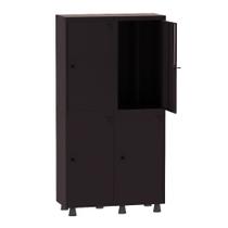 Armário Guarda Volume Locker Roupeiro Insalubre 2 Vãos 04 Portas GRP502/4INS Preto - Pandin