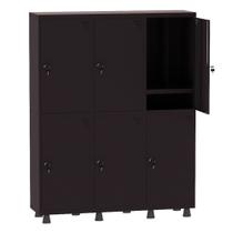Armário Guarda Volume Locker Roupeiro Insalubre 3 Vãos 06 Portas Com Prateleira GRF503/6INSPV Preto - Pandin Armário Guarda Volume Locker Roupeiro Insalubre 3 Vãos 06 Portas Com Prateleira GRF503/6INSPV Preto - Pandin