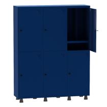 Armário Guarda Volume Locker Roupeiro Insalubre 3 Vãos 06 Portas Com Prateleira GRP503/6INSPV Azul Del Rey - Pandin