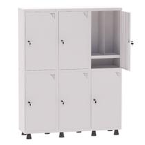 Armário Guarda Volume Locker Roupeiro Insalubre 3 Vãos 06 Portas Com Prateleira GRP503/6INSPV Branco - Pandin