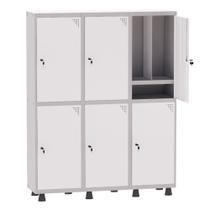 Armário Guarda Volume Locker Roupeiro Insalubre 3 Vãos 06 Portas Com Prateleira GRP503/6INSPV Cinza e Branco - Pandin Armário Guarda Volume Locker Roupeiro Insalubre 3 Vãos 06 Portas Com Prateleira GRP503/6INSPV Cinza e Branco - Pandin