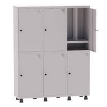 Armário Guarda Volume Locker Roupeiro Insalubre 3 Vãos 06 Portas Com Prateleira GRP503/6INSPV Cinza - Pandin Armário Guarda Volume Locker Roupeiro Insalubre 3 Vãos 06 Portas Com Prateleira GRP503/6INSPV Cinza - Pandin