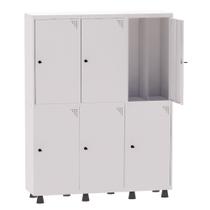 Armário Guarda Volume Locker Roupeiro Insalubre 3 Vãos 06 Portas GRP503/6INS Branco - Pandin