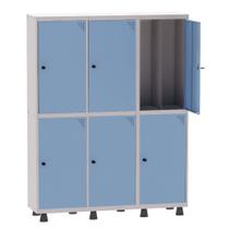 Armário Guarda Volume Locker Roupeiro Insalubre 3 Vãos 06 Portas GRP503/6INS Cinza e Azul Dali - Pandin Armário Guarda Volume Locker Roupeiro Insalubre 3 Vãos 06 Portas GRP503/6INS Cinza e Azul Dali - Pandin