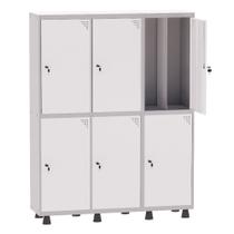 Armário Guarda Volume Locker Roupeiro Insalubre 3 Vãos 06 Portas GRP503/6INS Cinza e Branco - Pandin Armário Guarda Volume Locker Roupeiro Insalubre 3 Vãos 06 Portas GRP503/6INS Cinza e Branco - Pandin