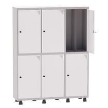 Armário Guarda Volume Locker Roupeiro Insalubre 3 Vãos 06 Portas GRP503/6INS Cinza e Branco - Pandin Armário Guarda Volume Locker Roupeiro Insalubre 3 Vãos 06 Portas GRP503/6INS Cinza e Branco - Pandin