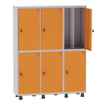 Armário Guarda Volume Locker Roupeiro Insalubre 3 Vãos 06 Portas GRP503/6INS Cinza e Laranja - Pandin Armário Guarda Volume Locker Roupeiro Insalubre 3 Vãos 06 Portas GRP503/6INS Cinza e Laranja - Pandin
