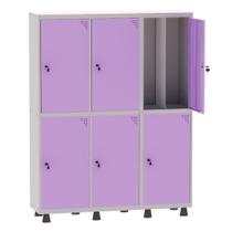 Armário Guarda Volume Locker Roupeiro Insalubre 3 Vãos 06 Portas GRP503/6INS Cinza e Lilás - Pandin Armário Guarda Volume Locker Roupeiro Insalubre 3 Vãos 06 Portas GRP503/6INS Cinza e Lilás - Pandin