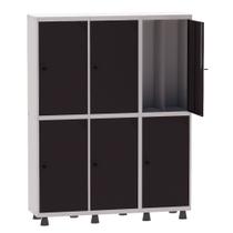 Armário Guarda Volume Locker Roupeiro Insalubre 3 Vãos 06 Portas GRP503/6INS Cinza e Preto - Pandin Armário Guarda Volume Locker Roupeiro Insalubre 3 Vãos 06 Portas GRP503/6INS Cinza e Preto - Pandin