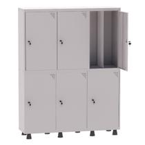 Armário Guarda Volume Locker Roupeiro Insalubre 3 Vãos 06 Portas GRP503/6INS Cinza - Pandin Armário Guarda Volume Locker Roupeiro Insalubre 3 Vãos 06 Portas GRP503/6INS Cinza - Pandin