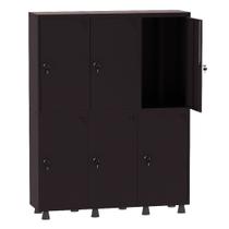 Armário Guarda Volume Locker Roupeiro Insalubre 3 Vãos 06 Portas GRP503/6INS Preto - Pandin Armário Guarda Volume Locker Roupeiro Insalubre 3 Vãos 06 Portas GRP503/6INS Preto - Pandin