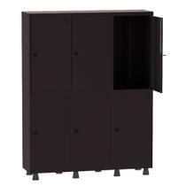Armário Guarda Volume Locker Roupeiro Insalubre 3 Vãos 06 Portas GRP503/6INS Preto - Pandin