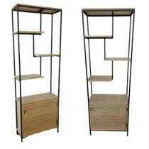 Armário Industrial Rústico Amadeirado Slim Montado MDF Aço Metalon Pés Reguláveis A190xL64cm