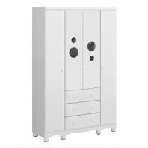 Armario Infantil 4 Portas Bolinha - Moveis Peroba Branco Brilho Armario Infantil 4 Portas Bolinha - Moveis Peroba Branco Brilho
