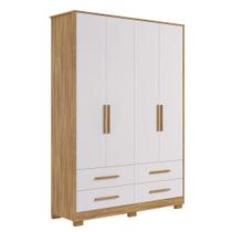 Armário Infantil 4 Portas Lisas Charlô - Móveis Peroba Amendoa-branco Armário Infantil 4 Portas Lisas Charlô - Móveis Peroba Amendoa-branco