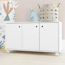 Armário Infantil com 3 Portas e Rodízios - Branco Armário Infantil com 3 Portas e Rodízios - Branco