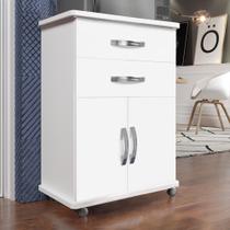 Armário Italia (ref.485) Compacto e Luxuoso (Duas Gavetas e Duas Portas) - Cor Branca