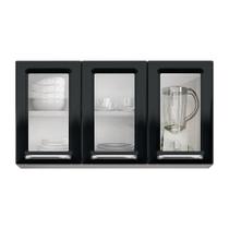 Armário Itatiaia Luce 105 3500001242, 3 Portas de Vidro, Preto