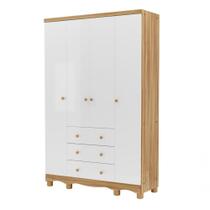 Armário Junior New 4 Portas - Moveis Peroba Branco Brilho-carvalho Armário Junior New 4 Portas - Moveis Peroba Branco Brilho-carvalho