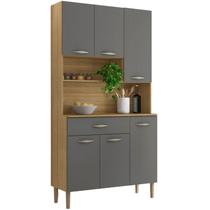 Armario Kit Cozinha 6P 1G 91 cm Apolo Freijo Gris KTP Armario Kit Cozinha 6P 1G 91 cm Apolo Freijo Gris KTP