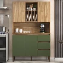 Armário Kit Cozinha com 4 Portas, 3 Gavetas AC4430 Bege/Carvalho Oak/Arbo