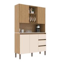 Armário Kit Cozinha com 4 Portas, 3 Gavetas AC4430 Bege/Marromle/Cristalo/Petra Armário Kit Cozinha com 4 Portas, 3 Gavetas AC4430 Bege/Marromle/Cristalo/Petra