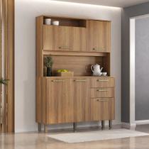 Armário Kit Cozinha Compacto 5 Portas 2 Gavetas com Nicho - Luciane 352 Cor:Avelã