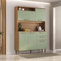 Armário Kit Cozinha Compacto 5 Portas 2 Gavetas com Nicho - Luciane 352 Cor:Verde Mar