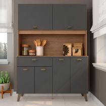 Armário Kit De Cozinha Emily Retro 6 Portas Carvalho/grafite - Móveis Arapongas Armário Kit De Cozinha Emily Retro 6 Portas Carvalho/grafite - Móveis Arapongas