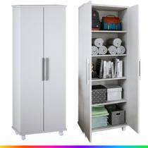 Armário Lavanderia 2 Portas com 5 Prateleiras Multiuso com Rodinhas Móveis Bonatto