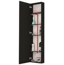 Armário Lavanderia Área Serviço Vassoura Multiuso Mdf Preto Aberto p/ Esquerda