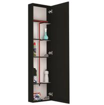 Armário Lavanderia Área Serviço Vassoura Multiuso Mdf Preto Abertura p/ Direita