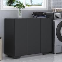 Armário Lavanderia Com 3 Portas 90 Cm Mp5034 Preto Armário Lavanderia Com 3 Portas 90 Cm Mp5034 Preto