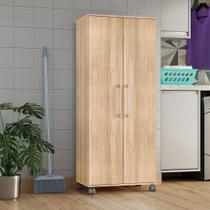 Armario Lavanderia Marcela 2 Portas 4 Prateleiras 1,40m Com Rodinhas