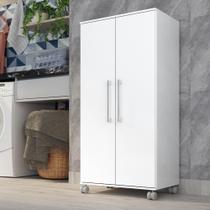 Armario Lavanderia Michele 2 Portas 4 Prateleiras 1,10m Com Rodinhas