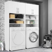 Armário Lavanderia Multiuso 4 Portas 6 Nichos Duplo Branco Armário Lavanderia Multiuso 4 Portas 6 Nichos Duplo Branco
