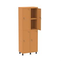 Armário Locker 2 Colunas, 4 Portas com Prateleira Central com Duas Chaves Laranja/Picasso Armário Locker 2 Colunas, 4 Portas com Prateleira Central com Duas Chaves Laranja/Picasso