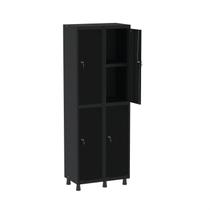 Armário Locker 2 Colunas, 4 Portas com Prateleira Central com Duas Chaves Preto